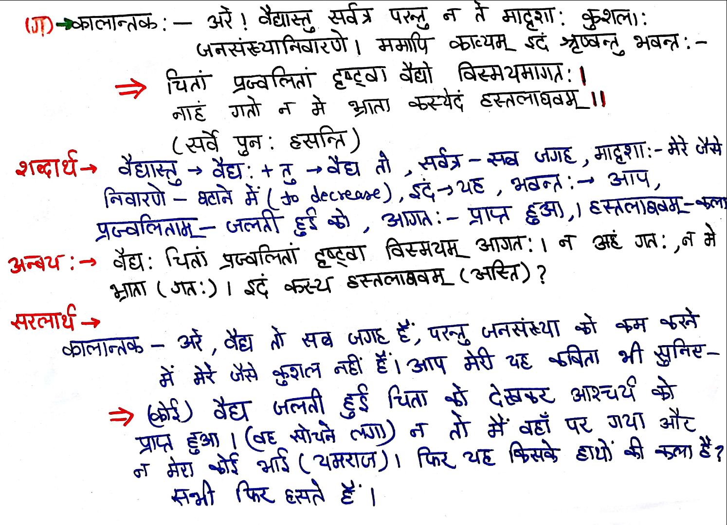 Class 7 Sanskrit Chapter 4 - हास्यबालकविसम्मेलनम् - Hindi translation - Page 3