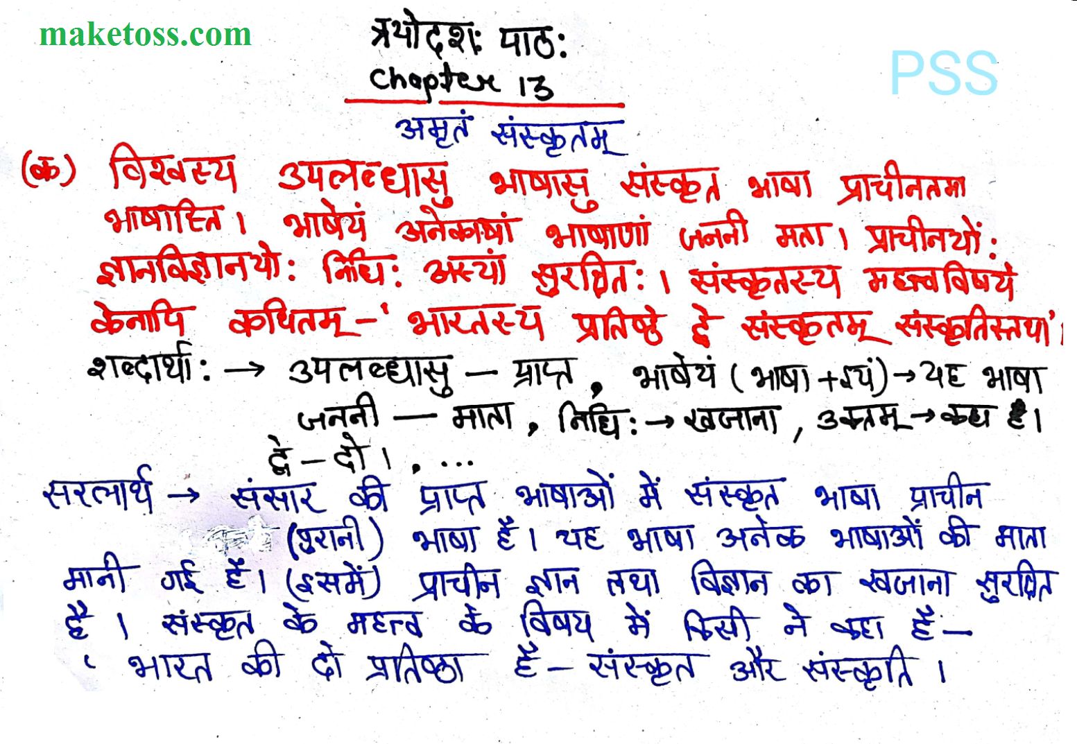 Class 7 Sanskrit Chapter 13 - अमृतम् संस्कृतम् - Hindi  translation - Page 1 