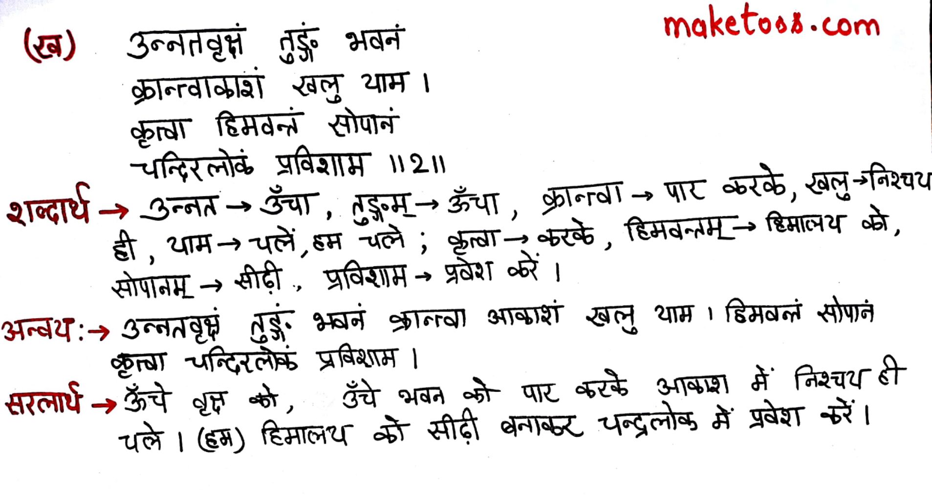 Class 7 Sanskrit Chapter 9- विमानायं रचयाम - Hindi translation - Page 2