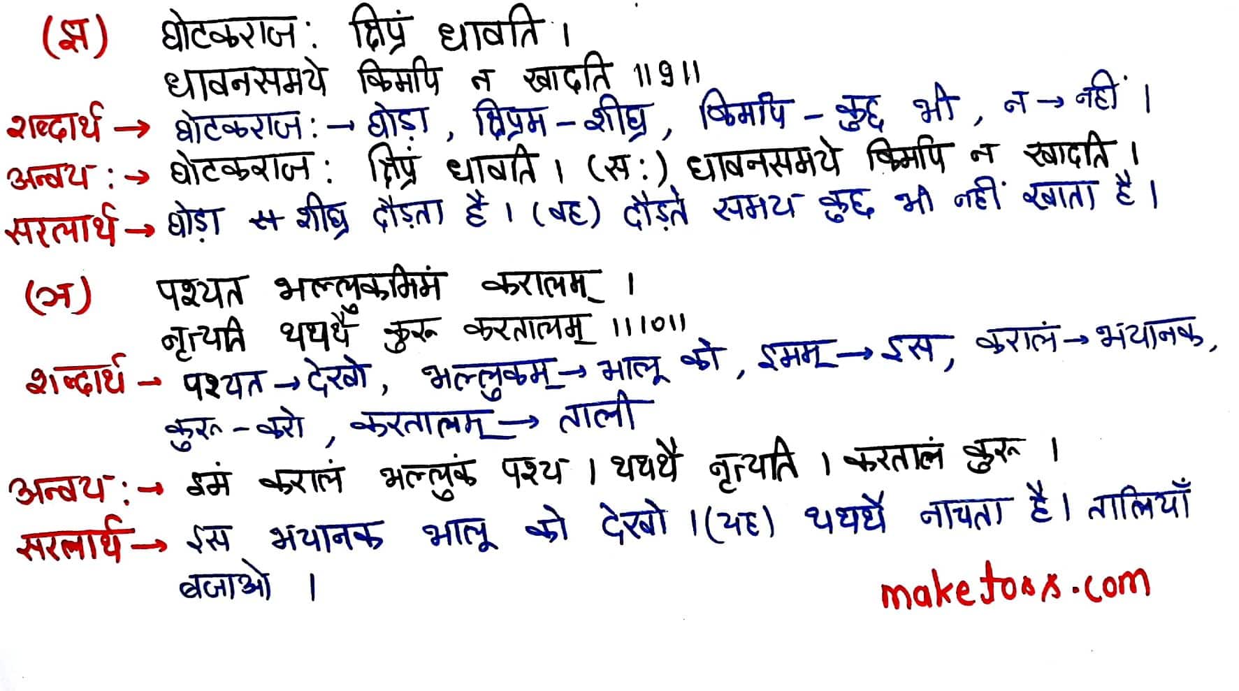 Class 7 Sanskrit chapter 15 लालनगीतम - Hindi  translation - page 5
