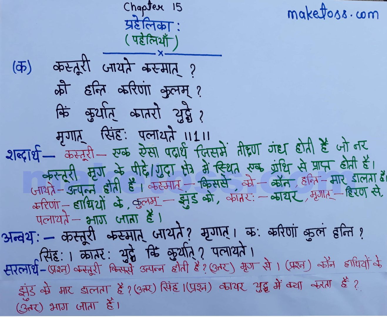 Sanskrit class 8 chapter 15 - प्रहेलिका